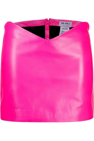 The Attico Jupe crayon en cuir à design asymétrique