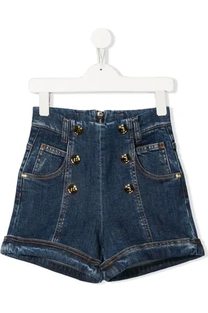 Balmain Short en jean à taille haute
