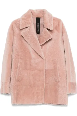 Blancha Manteau crop en peau lainée