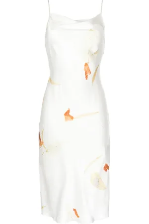 Feng Chen Wang Robe mi-longue en soie à fleurs