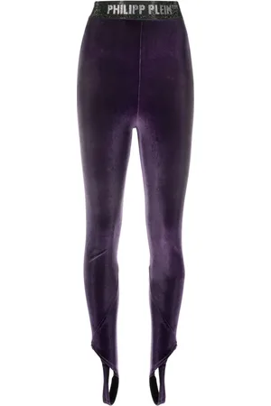 Philipp Plein Legging en velours à bande logo