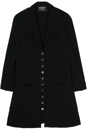 CHANEL Manteau en laine à boutons à logo (1990)