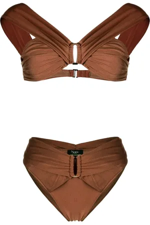 Noire Swimwear Bikini froncé à épaules dénudées