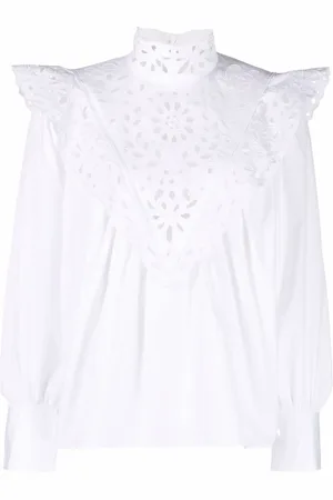 Chloé Blouse en broderie anglaise à col montant