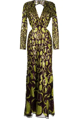 Elie saab Robe longue brodée à dos ouvert