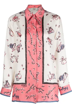 Fendi Chemise en soie à logo imprimé