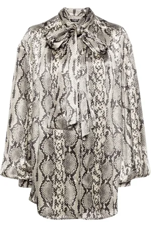 Balmain Blouse en soie à imprimé peau de serpent