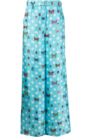VERSACE Pantalon en soie Butterfly à coupe ample