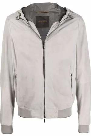 MOORER Veste légère en cuir à fermeture zippée