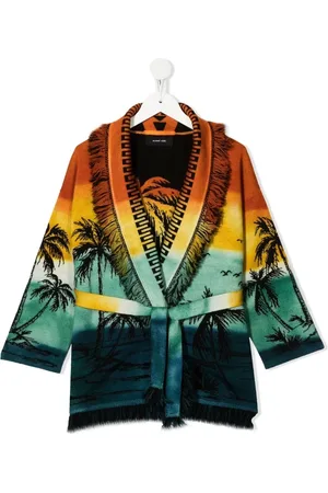 Alanui Cardigan frangé à imprimé palmier