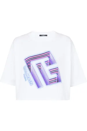 Balmain T-shirt crop à logo imprimé
