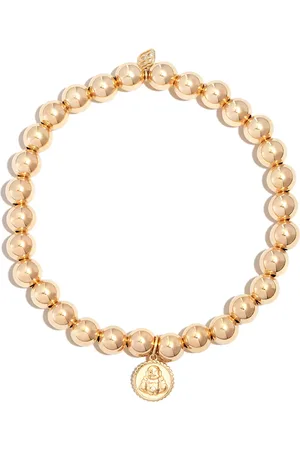 Sydney Evan Bracelet Tiny Sitting Buddha en 14ct serti de perles