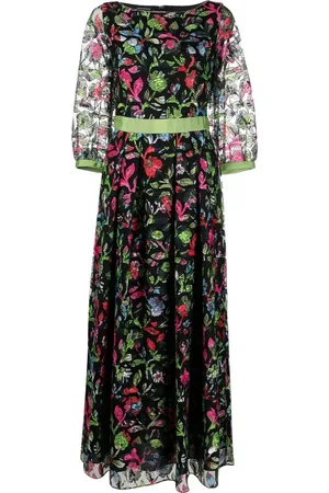 Emporio Armani Robe mi-longue à fleurs brodées
