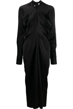 Lanvin Robe drapée en satin à coupe mi-longue