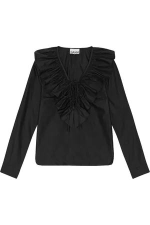 Ganni Blouse en coton biologique à volants