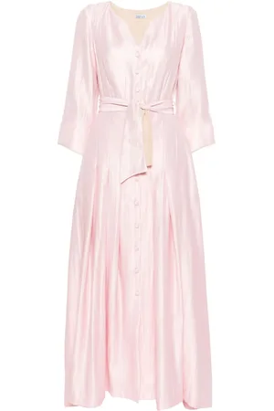 Baruni Robe longue en soie à taille ceinturée
