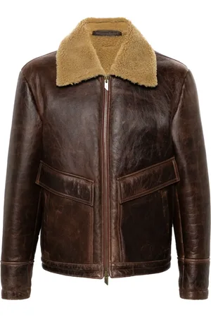 SALVATORE SANTORO Veste en cuir à col lainé