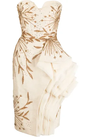 Saiid Kobeisy Robe-bustier ornée de perles à design superposé