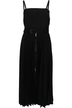 SACAI Robe longue plissée à fines rayures