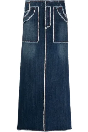 Jean Paul Gaultier Jupe longue en jean à effet usé (années 1990)