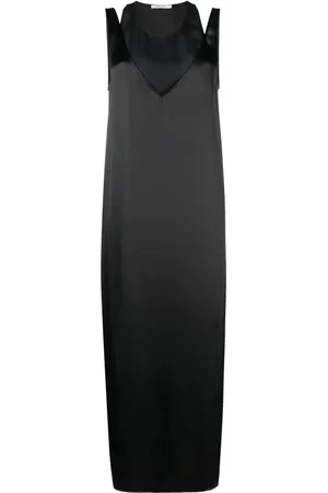 Gauchere Robe mi-longue en soie à design superposé