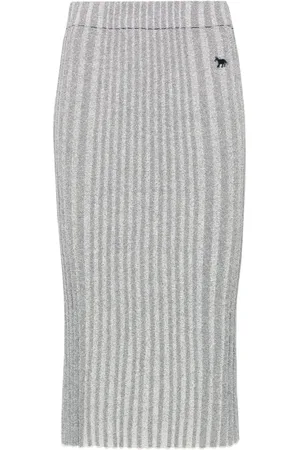 Maison Kitsuné Jupe mi-longue nervurée à motif renard