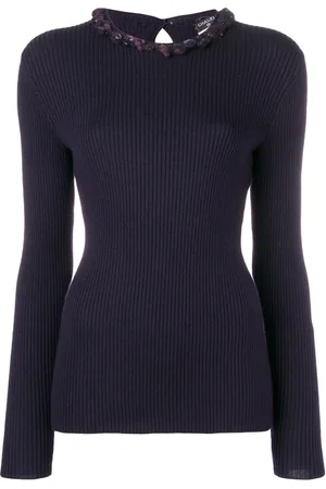 CHANEL Pull nervuré à ornements