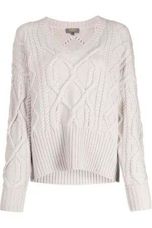 N.PEAL Pull en maille torsadée à col v