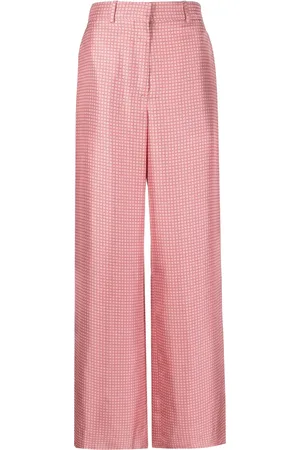 Lanvin Pantalon ample en soie à imprimé géométrique