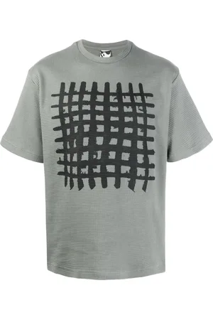 GR10K T-shirt en coton à motif grille