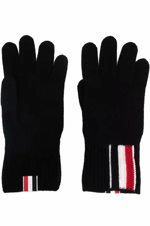 Thom Browne Gants en laine à rayures RWB