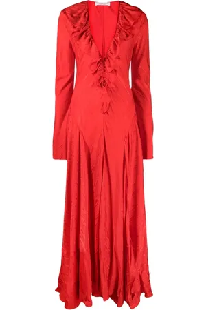 Serafini Robe longue volantée à col v