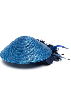 Saint Laurent Chapeau tressé à détails de plumes (années 1970)