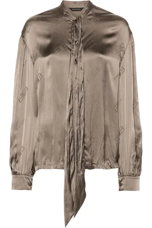 Balenciaga Chemise en soie à logo imprimé