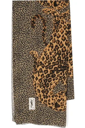 Saint Laurent Foulard en soie à imprimé léopard (années 1980)