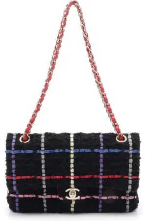 CHANEL Sac porté épaule Double Flap en tweed (2021)