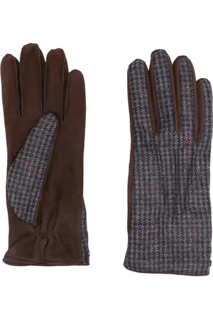 CANALI Gants en daim à motif pied-de-poule