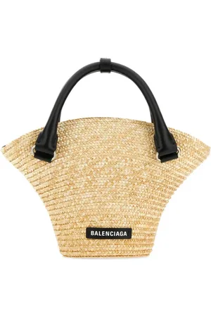 Balenciaga Mini sac cabas en raphia à design tressé