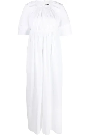 Jil Sander Robe longue froncée à manches courtes