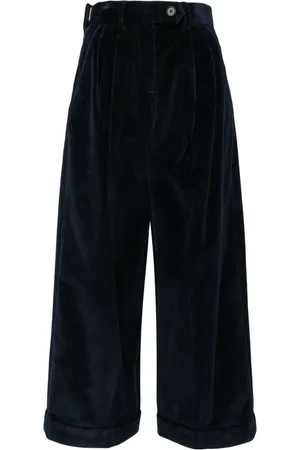 Kolor Pantalon en velours côtelé à détails plissés
