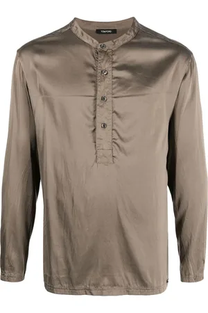 Tom Ford Chemise en soie mélangée à col tunisien