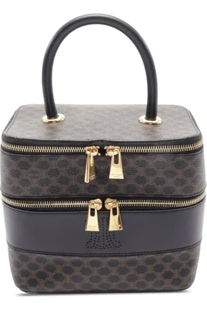 Céline Trousse de toilette Double Zip en toile vernie à motif Macadam (2000-2024)