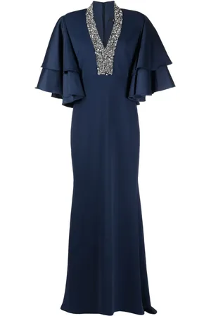 Badgley Mischka Robe longue à détails de perles