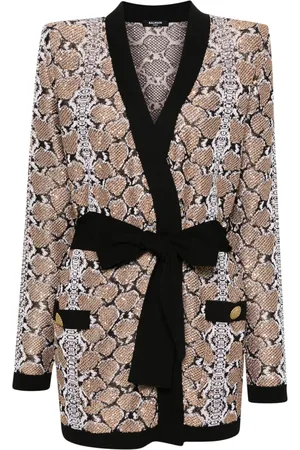Balmain Cardigan à effet peau de python