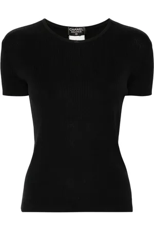 CHANEL T-shirt en coton à design nervuré (1990-2000)