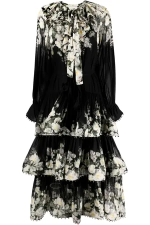 ZIMMERMANN Robe mi-longue Coaster fleurie à volants superposés