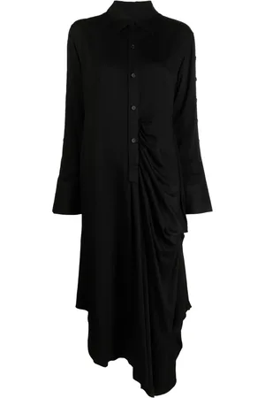 YOHJI YAMAMOTO Robe-chemise drapée à manches longues