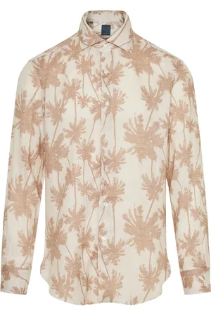 BARBA Chemise en lin à imprimé palmier
