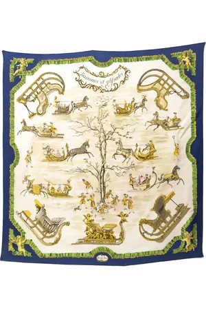 Hermès Foulard 1966 Traineaux et Glissades
