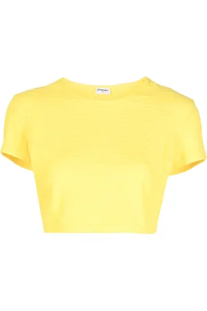 CHANEL T-shirt crop à logo CC brodé (1997)